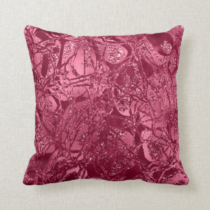 Nature Glitter Abstract Pink Candy Burgundy Throw Pillow