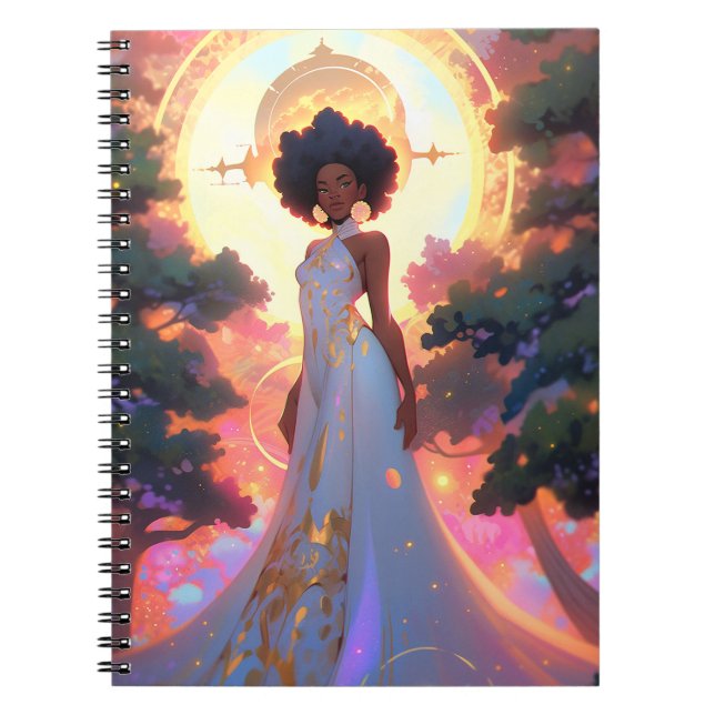 Nature Goddess African American Fantasy Art Notebook (Front)