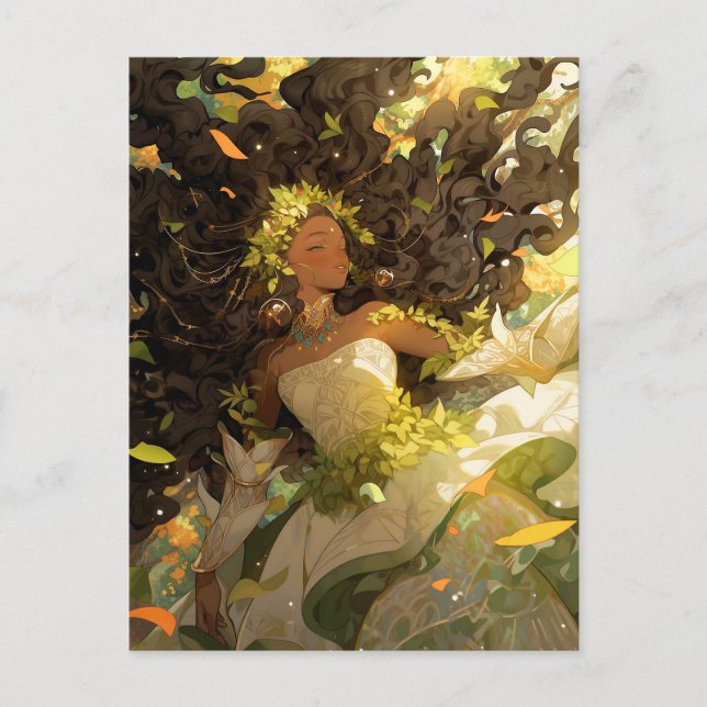Nature Goddess African American Fantasy Art Postcard (Front)