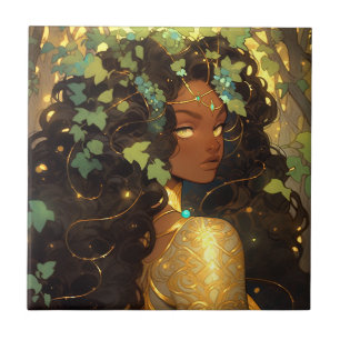 Nature Goddess African American Fantasy Art Tile