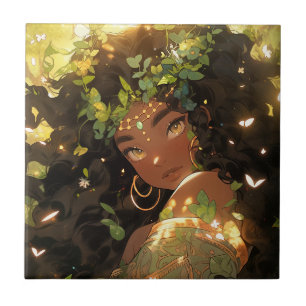 Nature Goddess African American Fantasy Art Tile