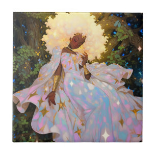 Nature Goddess African American Fantasy Art Tile