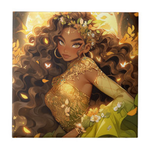 Nature Goddess African American Fantasy Art Tile