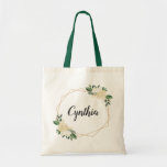 Nature Green Ivory Gold Watercolor Floral Tote Bag<br><div class="desc">Nature Green Ivory Gold Watercolor Floral Bridesmaid Favour Tote Bag. 
(1) For further customization,  please click the "customize further" link and use our design tool to modify this template.
(2) If you need help or matching items,  please contact me.</div>