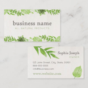 Nature Green Leaves on Khaki Business Card