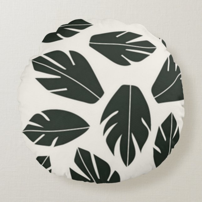 Nature green leaves round pillow (Front)