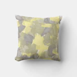 Nature Green, Yellow, Gray Splash Paint Strokes Throw Pillow