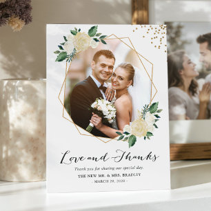 Nature Greenery Floral Wedding Photo Thank You Card