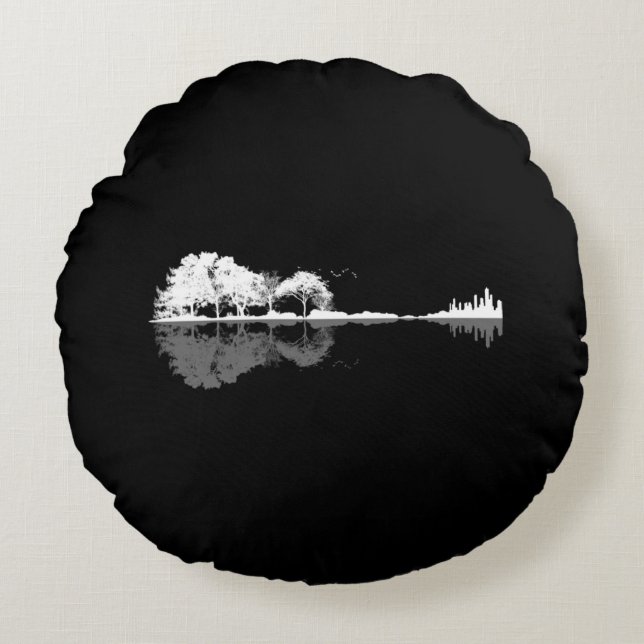 Nature Guitar Round Pillow (Front)