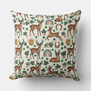 Nature Harmony Deer Pattern Pillow - Elegant Wildl