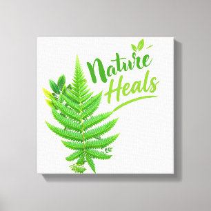 Nature Heals Fern Leaf Square Canvas Wall Art