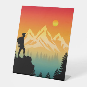 Nature Hiking Mountain Forest Scenery Pedestal Sign