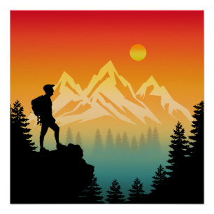 Nature Hiking Mountain Forest Scenery Poster