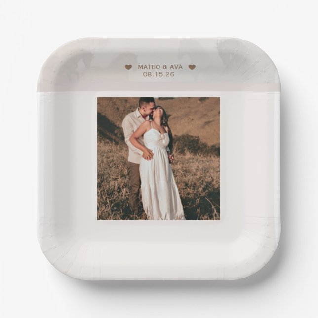 Nature Horses Wedding Add Photo Custom Paper Plate (Front)