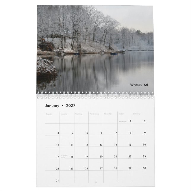 Nature in Michigan Calendar (Jan 2027)
