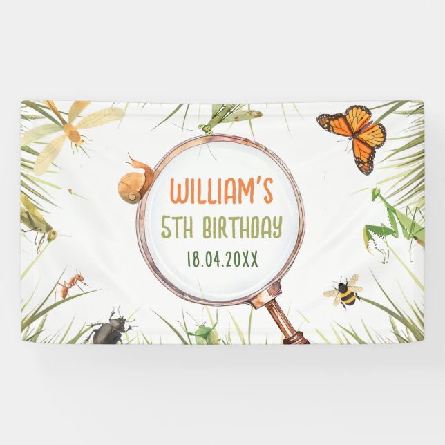 Nature Insect Bugs Birthday Party Banner (Horizontal)