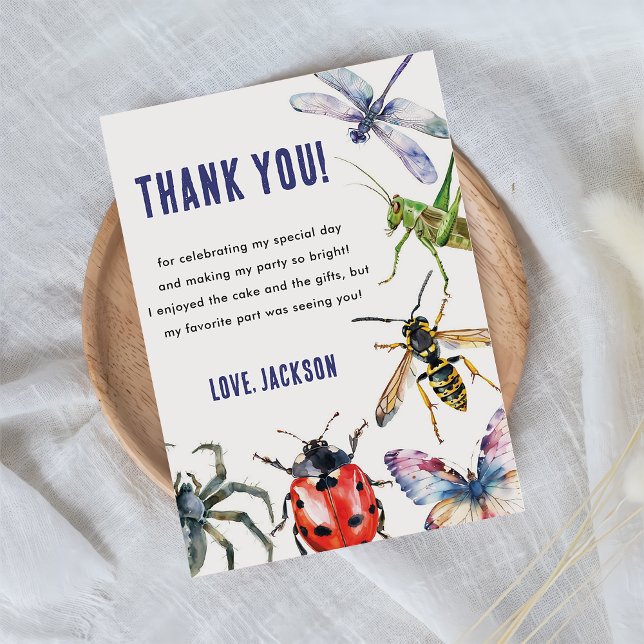 Nature Insect Bugs Birthday Party Thank You Card (Creator Uploaded)