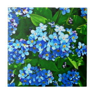 Nature Inspirations Bright Blue Forget Me Nots  Tile