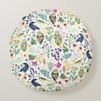 Nature-Inspired Botanical Pattern Decorative Throw Round Pillow