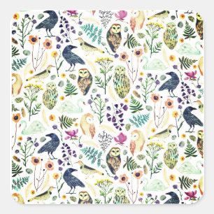 Nature-Inspired Botanical Pattern Decorative Throw Square Sticker