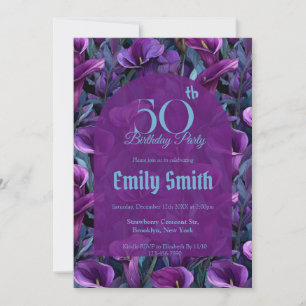 Nature Inspired Call Lilies Accent Happy Birthday Invitation