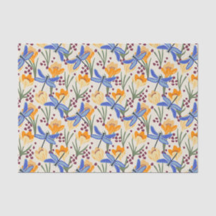 Nature-Inspired Dragonfly and Crocus Floral Tissue Paper