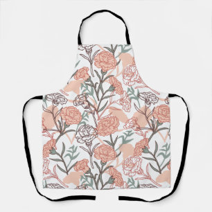 Nature Inspired Floral: Carnation Flower Pattern Apron