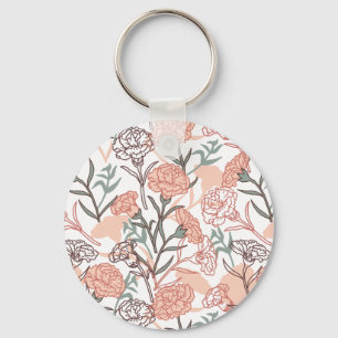 Nature Inspired Floral: Carnation Flower Pattern Keychain