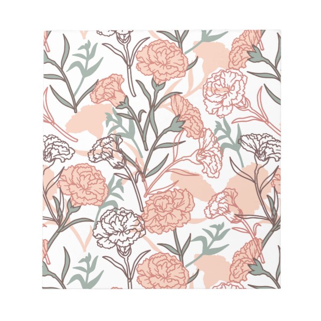 Nature Inspired Floral: Carnation Flower Pattern Notepad (Front)