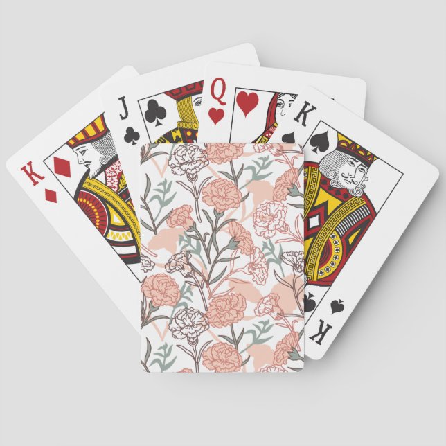 Nature Inspired Floral: Carnation Flower Pattern Playing Cards (Back)