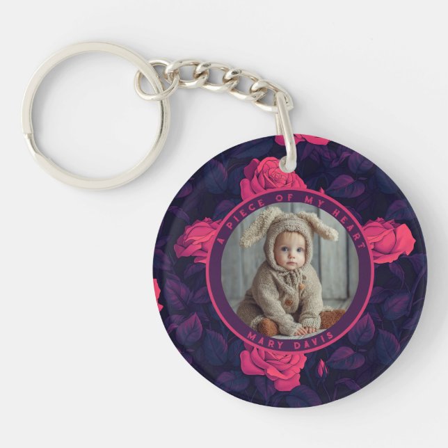 Nature-inspired Gifts For Him Custom rose flower Keychain (Front)