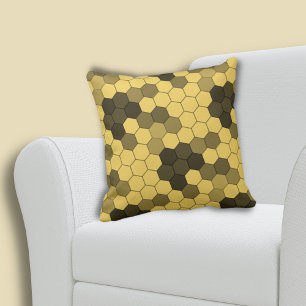 Nature Inspired Honeycomb Pattern Yellow Throw Pillow