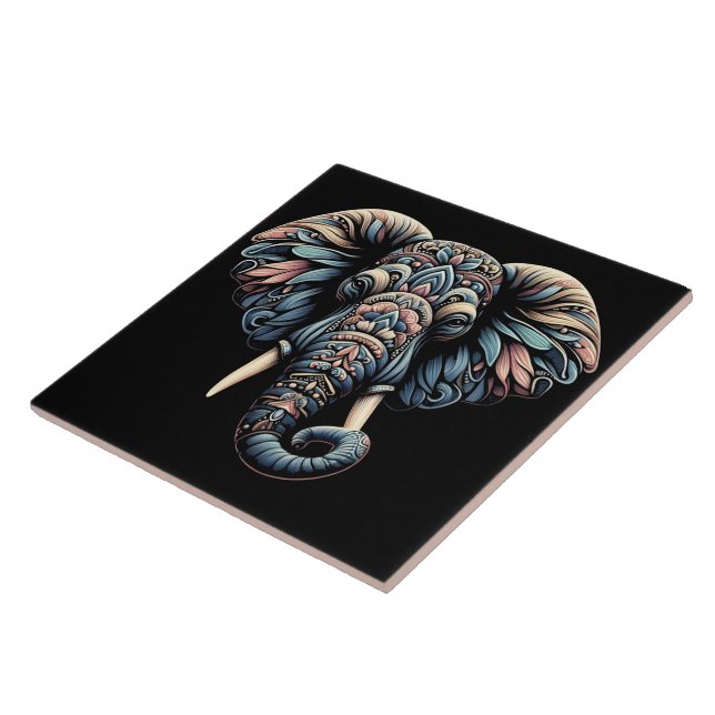 Nature-inspired intricate elephant design tile (Side)