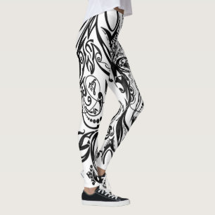 Nature Inspired Monochrome Art Leggings