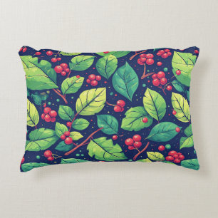 Nature-Inspired Pattern With Vibrant Green Leaves Accent Pillow