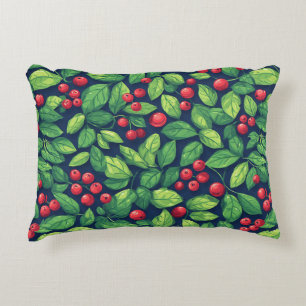 Nature-Inspired Pattern With Vibrant Green Leaves Accent Pillow