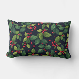 Nature-Inspired Pattern With Vibrant Green Leaves Lumbar Pillow
