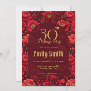 Nature Inspired Ranunculus Aesthetic Her Birthday Invitation