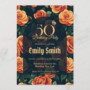 Nature Inspired Rose Charm Surprise Birthday Party Invitation
