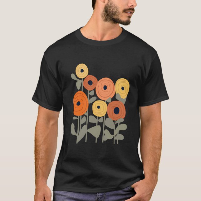 Nature Inspired Stylized Botanical Flowers T-Shirt (Front)