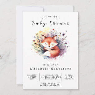 Nature Inspired Theme Fox Baby Shower  Invitation