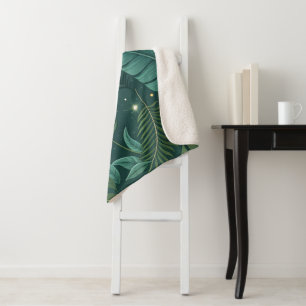 Nature-Inspired Tropical Leaves Seamless Pattern Sherpa Blanket