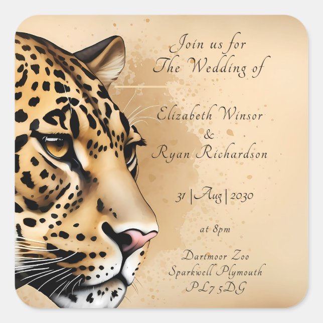 Nature-inspired wedding theme square sticker (Front)