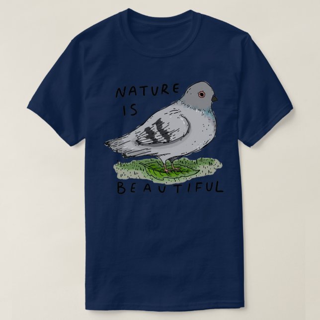 Nature is Beautiful Pigeon on a leaf 2 T-Shirt (Design Front)