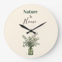 Nature Is Home Botanical Floral Wall Clock