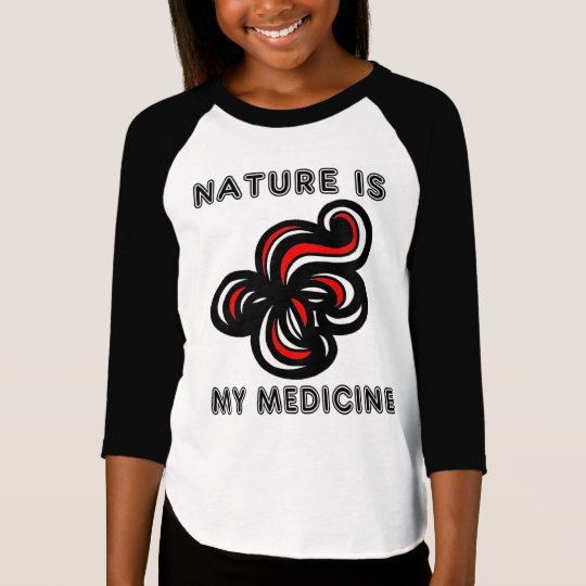 "Nature is My Medicine" Girls' 3/4 Raglan T-Shirt