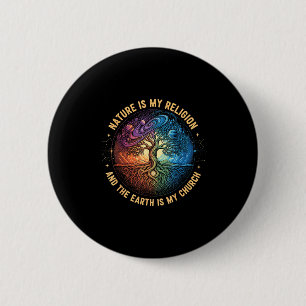 Nature is religion the earth is church mandala tre 2 inch round button