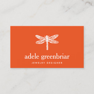 Nature Jewellery Designer Dragonfly Logo Orange Business Card