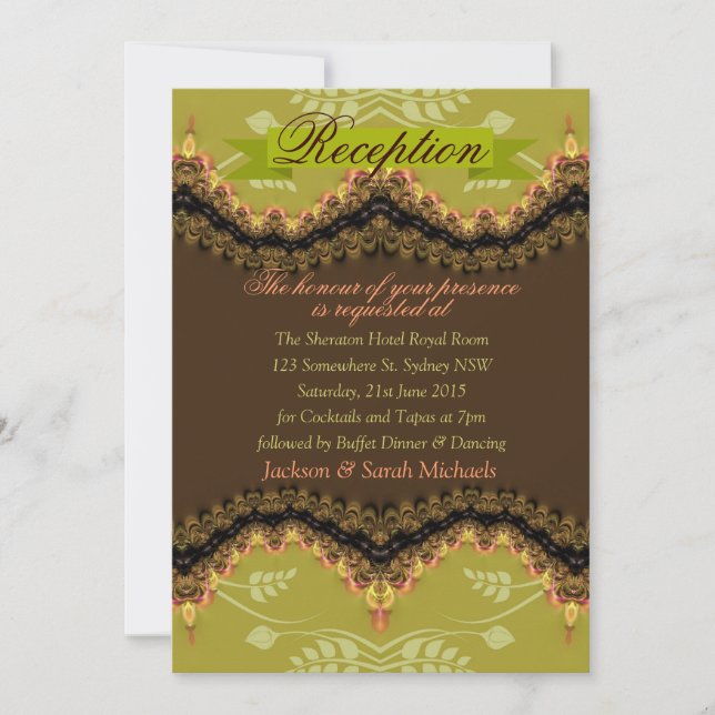 Nature Lace Cocktail Party Reception Invitation (Front)