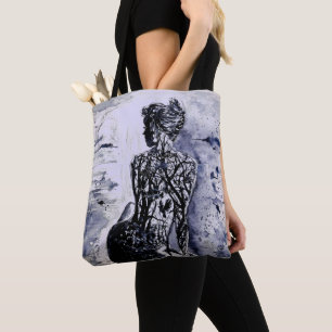 Nature Lady Sac fourre-tout - Peinture noire et bl